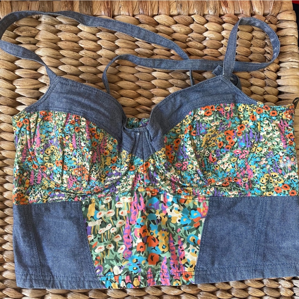 Liberty of London floral denim crop top